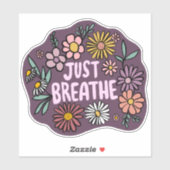 JUST BREATHE Niedliche Lila Daisy Hand Gezeichnet Aufkleber (Blatt)