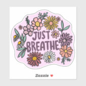 JUST BREATHE Niedliche Lila Daisy Hand Gezeichnet Aufkleber (Blatt)