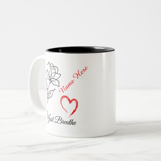Just Breathe Personalized  Zweifarbige Tasse (Vorderseite Links)
