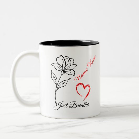 Just Breathe Personalized Zweifarbige Tasse (Links)