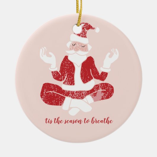 Just Breathe Yoga Santa Keramik Ornament (Vorne)