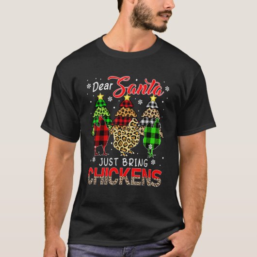 Just Bring Chickens Three Leopard Plaids Chickens T-Shirt (Vorderseite)