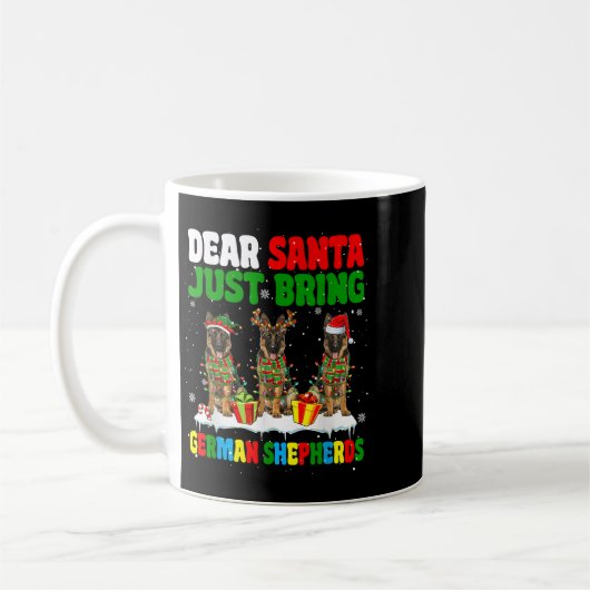 Just Bring German Shepherds Xmas Three Santa Reind Kaffeetasse (Links)