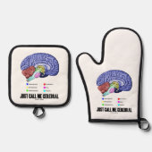 Just Call Me Cerebral Brain Anatomy Humor Ofenhandschuh & Topflappen-Set (Vorderseite)