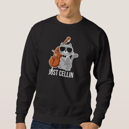Just Cellin Cat Cello Design für Cellisten Sweatshirt (Vorderseite)