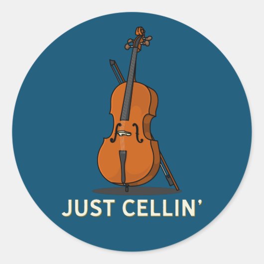 Just Cellin Cello Print Runder Aufkleber (Vorderseite)