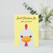 Just Chicken in Funny Hello Postcard Postkarte (Stehend Vorderseite)