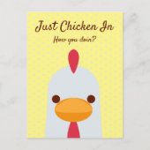 Just Chicken in Funny Hello Postcard Postkarte (Vorderseite)