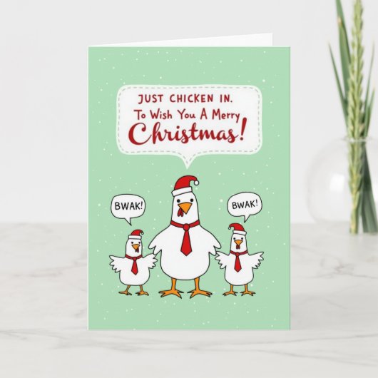 Just Chicken In Pun Funny Christmas Holiday Card Karte (Vorderseite)