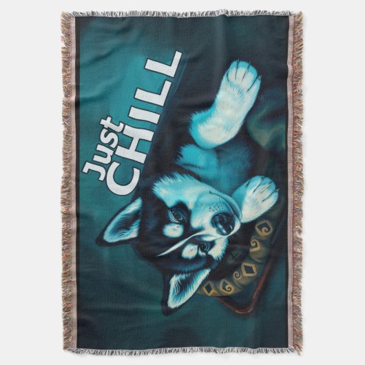 Just Chill Husky Puppy Decke (Vorderseite Vertikal)