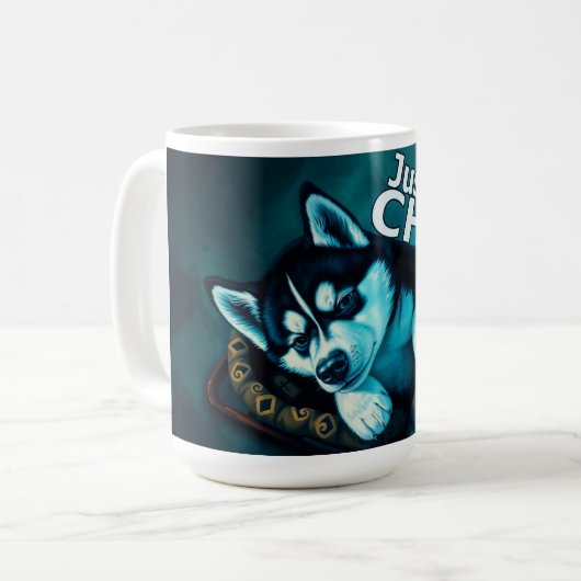 Just Chill Husky Puppy Kaffeetasse (Vorderseite Links)