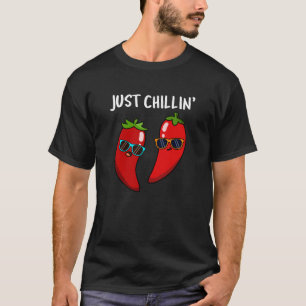 Just Chillin Funny Chili Paprikaschoten Puck Dark  T-Shirt