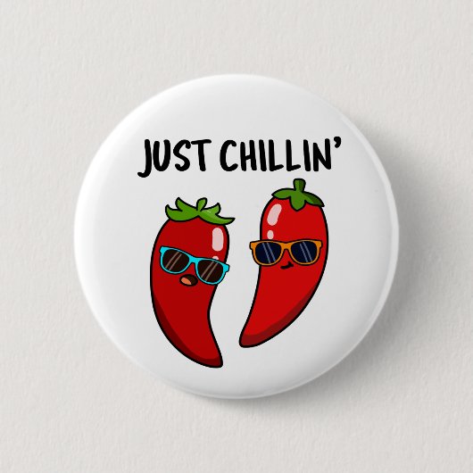 Just Chillin Funny Chili Paprikaschoten Puff Button (Vorderseite)