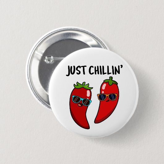 Just Chillin Funny Chili Paprikaschoten Puff Button (Vorne & Hinten)