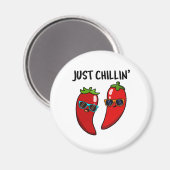 Just Chillin Funny Red Hot Chili Paprikaschoten Pu Magnet (Vorderseite/Rückseite)