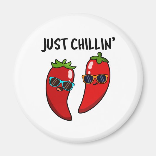 Just Chillin Funny Red Hot Chili Paprikaschoten Pu Magnet (Vorne)