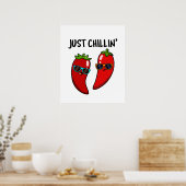 Just Chillin Funny Red Hot Chili Paprikaschoten Pu Poster (Küche)