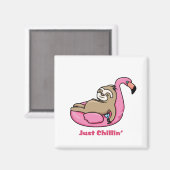 JUST CHILLIN' - Lazy Sloth & Pink Flamingo Magnet (Vorderseite/Rückseite)