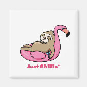 JUST CHILLIN' - Lazy Sloth & Pink Flamingo Magnet (Vorne)