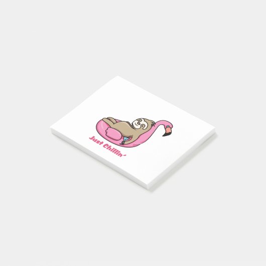 JUST CHILLIN' - Lazy Sloth & Pink Flamingo Post-it Klebezettel (angewinkelt)