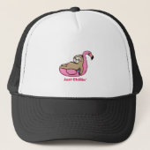 JUST CHILLIN' - Lazy Sloth & Pink Flamingo Truckerkappe (Vorderseite)