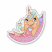 Just Chillin Narwhal Aufkleber (Vorderseite)