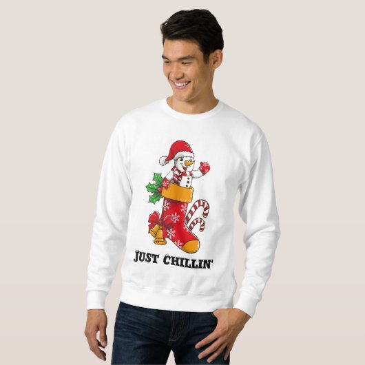 Just Chillin Personalisiert Weihnachten Snowman Sweatshirt (Vorne ganz)