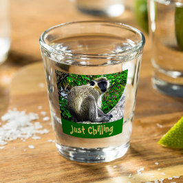 Just Chilling Green Monkey Print Shot Glass Schnapsglas
