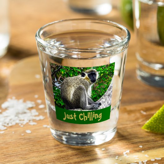 Just Chilling Green Monkey Print Shot Glass Schnapsglas