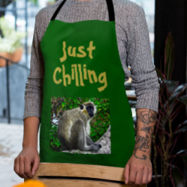 "Just Chilling" grüne Affen Print-Schürze Schürze