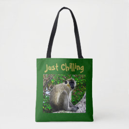 "Just Chilling" grüner Affen Drucktasche Tasche