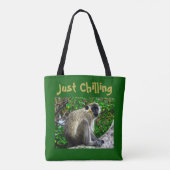 "Just Chilling" grüner Affen Drucktasche Tasche (Rückseite)