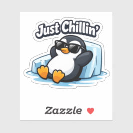 JUST CHILLING PINGUIN Throw Pillow Aufkleber