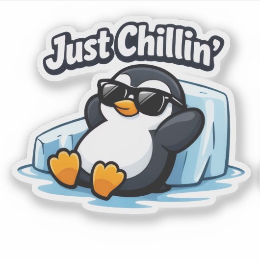 JUST CHILLING PINGUIN Throw Pillow Aufkleber (Vorderseite)