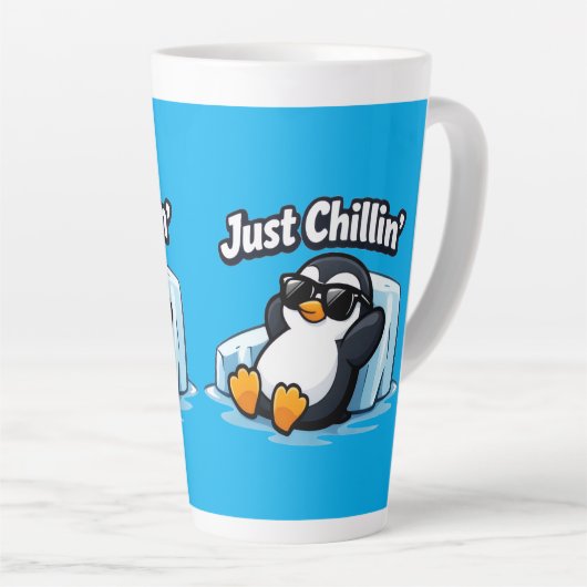 JUST CHILLING PINGUIN Throw Pillow Milchtasse (Rechte Ecke)