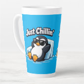 JUST CHILLING PINGUIN Throw Pillow Milchtasse (Linke Ecke)
