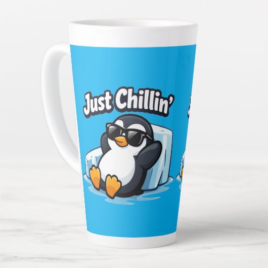 JUST CHILLING PINGUIN Throw Pillow Milchtasse (Linke Ecke)