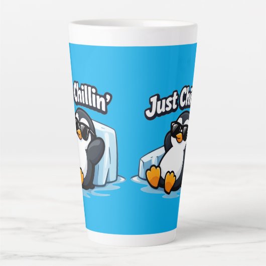JUST CHILLING PINGUIN Throw Pillow Milchtasse (Vorderseite)