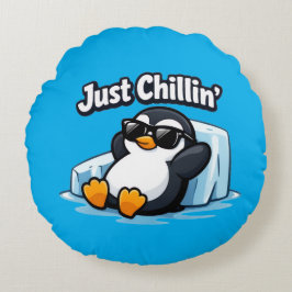 JUST CHILLING PINGUIN Throw Pillow Rundes Kissen