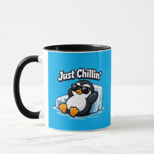 JUST CHILLING PINGUIN Throw Pillow Tasse (Links)