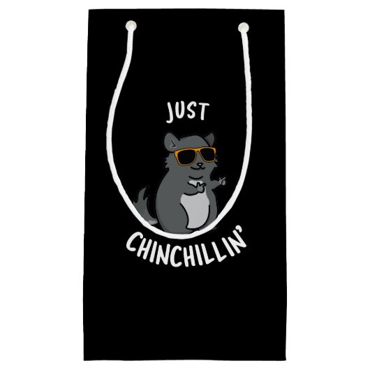 Just Chin-Chillin Funny Chinchilla Pun Dark BG Kleine Geschenktüte (Vorderseite)