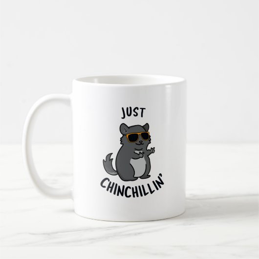 Just Chin-Chillin Funny Chinchilla Pun Kaffeetasse (Links)