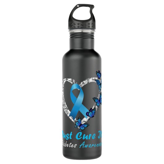 Just Cure It Diabetes Awareness Ribbon Butterfly Edelstahlflasche (Vorderseite)