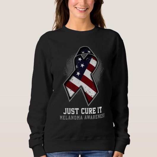 Just Cure It Melanoma Awareness Ribbon Grey Sweatshirt (Vorderseite)