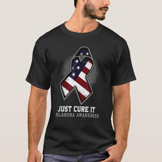 Just Cure It Melanoma Awareness Ribbon Grey T-Shirt (Vorderseite)