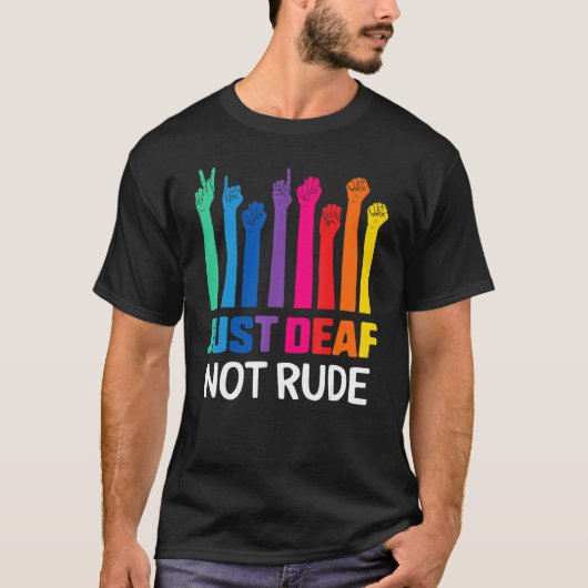 Just Deaf Not Rude Deaf Awareness Yellow Ribbon As T-Shirt (Vorderseite)