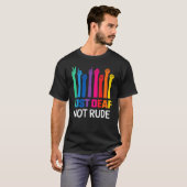 Just Deaf Not Rude Deaf Awareness Yellow Ribbon As T-Shirt (Vorne ganz)