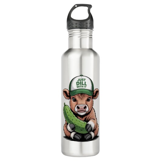 Just Dill mit It Cow , Funny Pickle Edelstahlflasche (Vorderseite)
