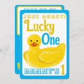 Just Ducky Lucky Einladung zum ersten Geburtstag (Vorne/Hinten)
