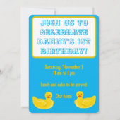 Just Ducky Lucky Einladung zum ersten Geburtstag (Rückseite)